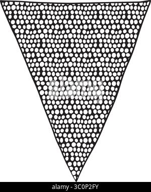 This triangular design features an intricate dot pattern, perfect for creative projects and backgrounds. Hand drawn vector black-and-white graphics in line art  Stock Vector