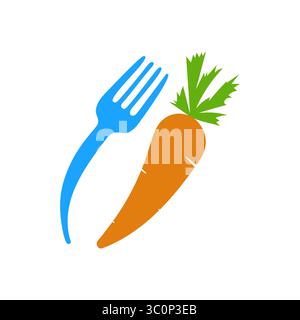 Fork carrot icon. Healthy eating symbol. Fresh vegetable Vector. Organic food element. Stock Vector