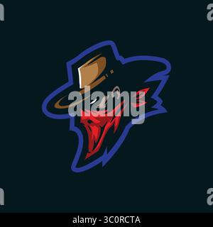 Bandits mascot logo design with modern illustration concept style for badge, emblem and tshirt printing. Head bandits illustration. Stock Vector