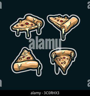 Pizza mascot logo design with modern illustration concept style for badge, emblem and t shirt printing. Pizza illustration. Stock Vector