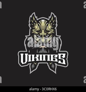 Viking mascot logo design with modern illustration concept style for badge, emblem and t shirt printing. Viking head illustration. Stock Vector