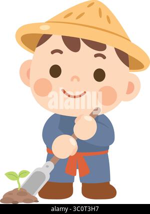 Cute farmer boy cartoon character Stock Vector Image & Art - Alamy
