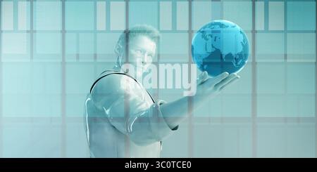 Global Business Network with Technology Theme Concept Stock Photo
