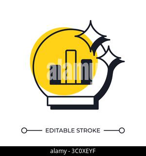 Predicting commercial activity results offset shadow line icon Stock Vector