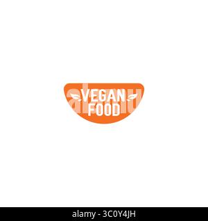 Vegan Food Label Logo Template Stock Vector