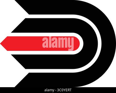 Dynamic Red and Black  D shape  Arrow Logo Design for Business and other uses. Modern and Minimalist Logo Design Stock Vector