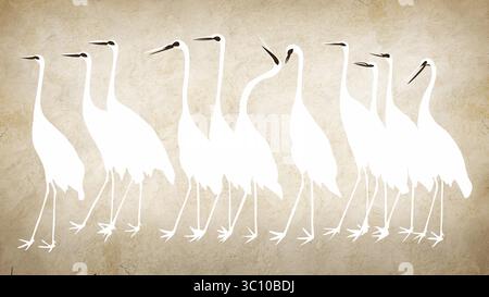 wallpaper for wall décor Interior duck birds Stock Vector