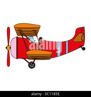 Biplane cartoon style air transport Stock Vector