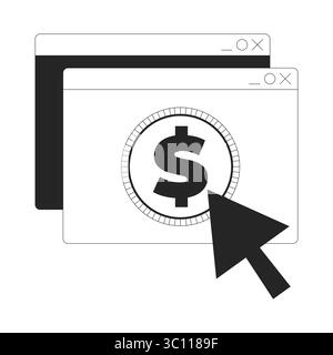 Online payment click with dollar line onboarding ui illustration Stock Vector