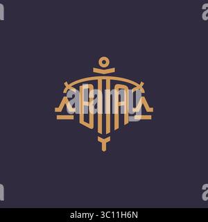 Monogram BA logo for legal firm with geometric scale and sword style vector graphic Stock Vector
