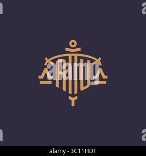 Monogram AU logo for legal firm with geometric scale and sword style vector graphic Stock Vector