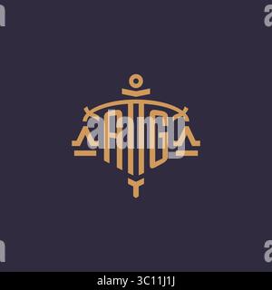 Monogram AG logo for legal firm with geometric scale and sword style vector graphic Stock Vector