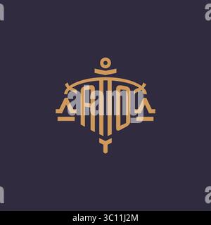 Monogram AO logo for legal firm with geometric scale and sword style vector graphic Stock Vector