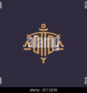 Monogram DD logo for legal firm with geometric scale and sword style vector graphic Stock Vector