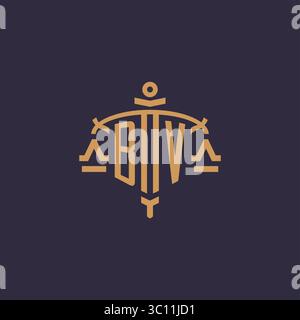 Monogram BV logo for legal firm with geometric scale and sword style vector graphic Stock Vector