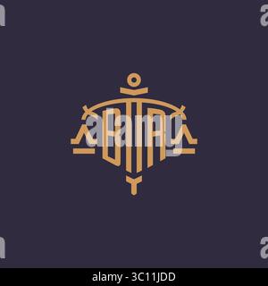 Monogram BR logo for legal firm with geometric scale and sword style vector graphic Stock Vector