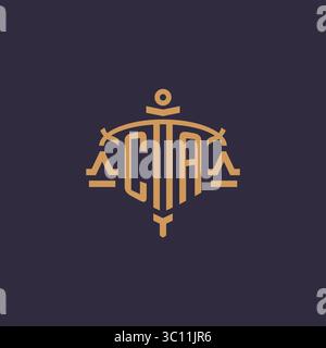 Monogram CA logo for legal firm with geometric scale and sword style vector graphic Stock Vector