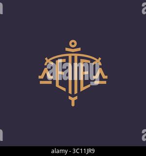 Monogram EE logo for legal firm with geometric scale and sword style vector graphic Stock Vector