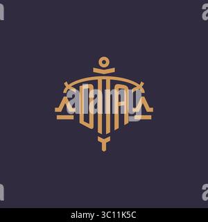 Monogram DA logo for legal firm with geometric scale and sword style vector graphic Stock Vector