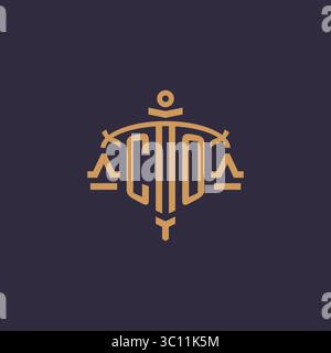 Monogram CO logo for legal firm with geometric scale and sword style vector graphic Stock Vector