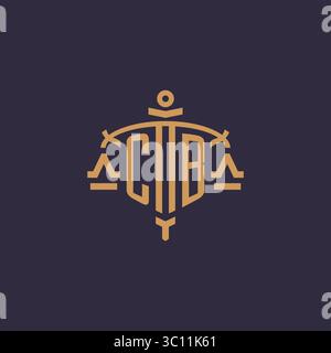 Monogram CB logo for legal firm with geometric scale and sword style vector graphic Stock Vector