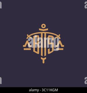 Monogram BS logo for legal firm with geometric scale and sword style vector graphic Stock Vector