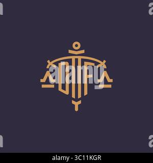 Monogram DF logo for legal firm with geometric scale and sword style vector graphic Stock Vector