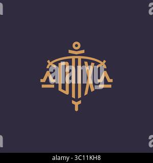 Monogram DX logo for legal firm with geometric scale and sword style vector graphic Stock Vector