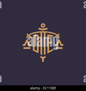 Monogram DE logo for legal firm with geometric scale and sword style vector graphic Stock Vector