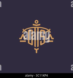 Monogram DS logo for legal firm with geometric scale and sword style vector graphic Stock Vector