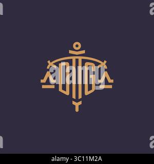 Monogram DG logo for legal firm with geometric scale and sword style vector graphic Stock Vector