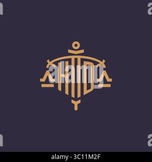 Monogram HD logo for legal firm with geometric scale and sword style vector graphic Stock Vector