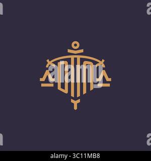 Monogram DN logo for legal firm with geometric scale and sword style vector graphic Stock Vector