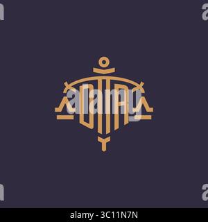 Monogram DR logo for legal firm with geometric scale and sword style vector graphic Stock Vector