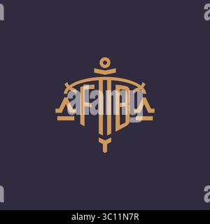 Monogram FB logo for legal firm with geometric scale and sword style vector graphic Stock Vector