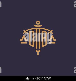 Monogram DB logo for legal firm with geometric scale and sword style vector graphic Stock Vector