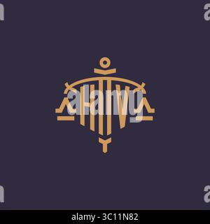 Monogram HV logo for legal firm with geometric scale and sword style vector graphic Stock Vector
