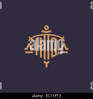 Monogram HQ logo for legal firm with geometric scale and sword style vector graphic Stock Vector