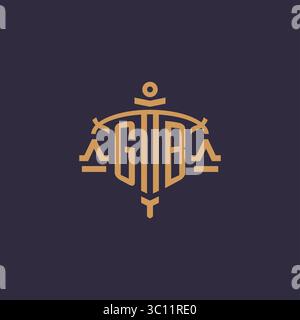 Monogram GB logo for legal firm with geometric scale and sword style vector graphic Stock Vector