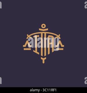 Monogram IA logo for legal firm with geometric scale and sword style vector graphic Stock Vector