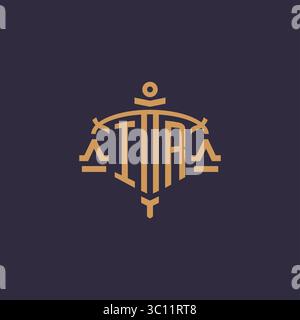 Monogram IR logo for legal firm with geometric scale and sword style vector graphic Stock Vector