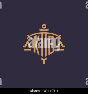 Monogram KB logo for legal firm with geometric scale and sword style vector graphic Stock Vector