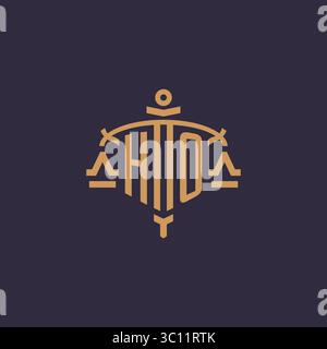 Monogram HO logo for legal firm with geometric scale and sword style vector graphic Stock Vector
