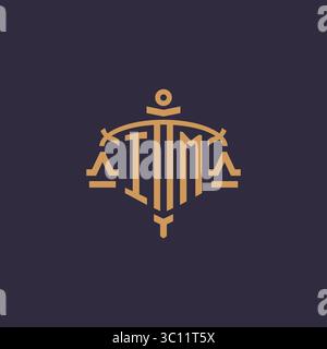 Monogram IM logo for legal firm with geometric scale and sword style vector graphic Stock Vector
