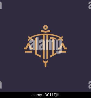 Monogram LI logo for legal firm with geometric scale and sword style vector graphic Stock Vector