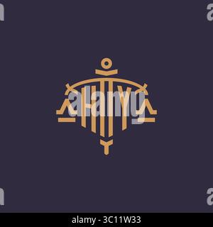 Monogram HY logo for legal firm with geometric scale and sword style vector graphic Stock Vector
