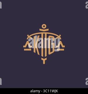 Monogram KG logo for legal firm with geometric scale and sword style vector graphic Stock Vector