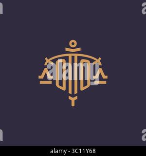 Monogram OO logo for legal firm with geometric scale and sword style vector graphic Stock Vector