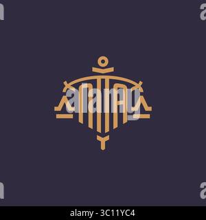 Monogram NA logo for legal firm with geometric scale and sword style vector graphic Stock Vector