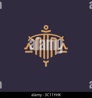 Monogram NN logo for legal firm with geometric scale and sword style vector graphic Stock Vector